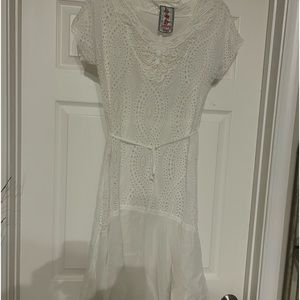 Johnny Was white eyelid lace dress small